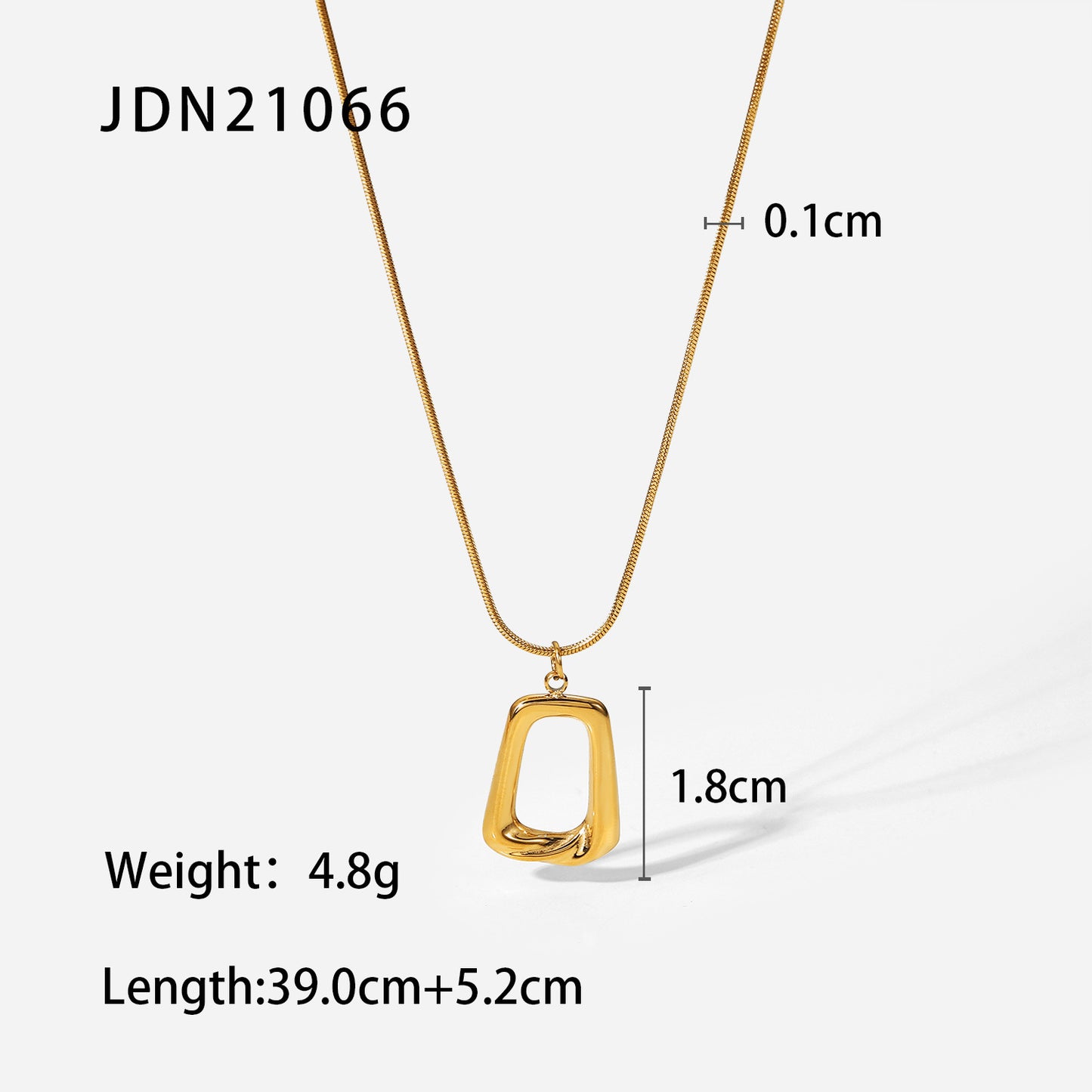 5pcs Style New Vintage Stainless Steel Trapezoidal Necklace 18K Gold Plated Hollow Square Pendant Necklace Fashion Jewelry Women