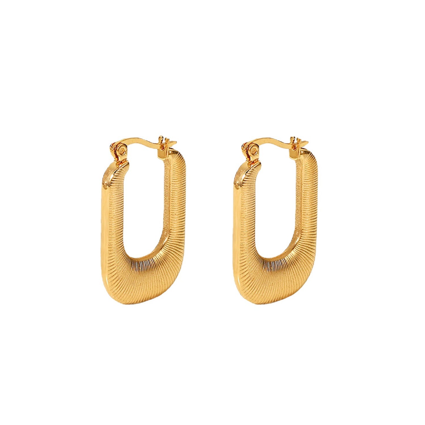 5pcs Titanium Steel Earrings Stud 18K Gold Titanium Steel Thread U-Shaped Earrings Jewelry Women's Style