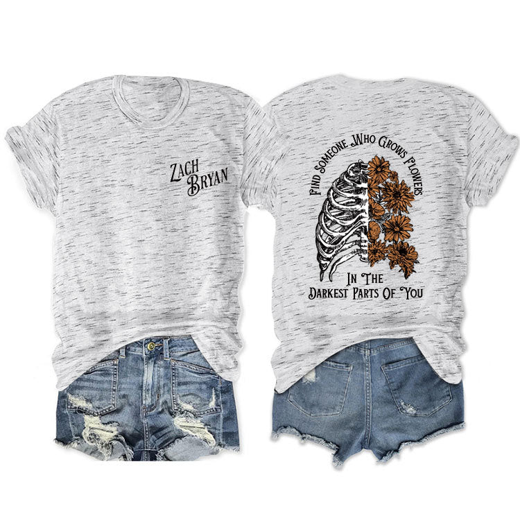 Fashion Casual Find Someone Who Grows Fun Crew Neck Summer Short Sleeves