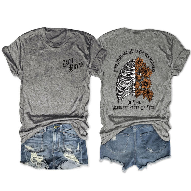 Fashion Casual Find Someone Who Grows Fun Crew Neck Summer Short Sleeves