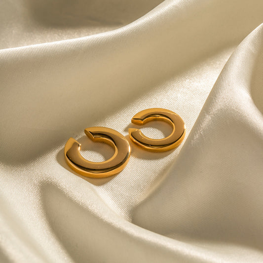 5pcs 18K Gold Plated Size C-Shaped Stainless Steel Buckle Ear Clip Two Non-Fade Earrings For Women