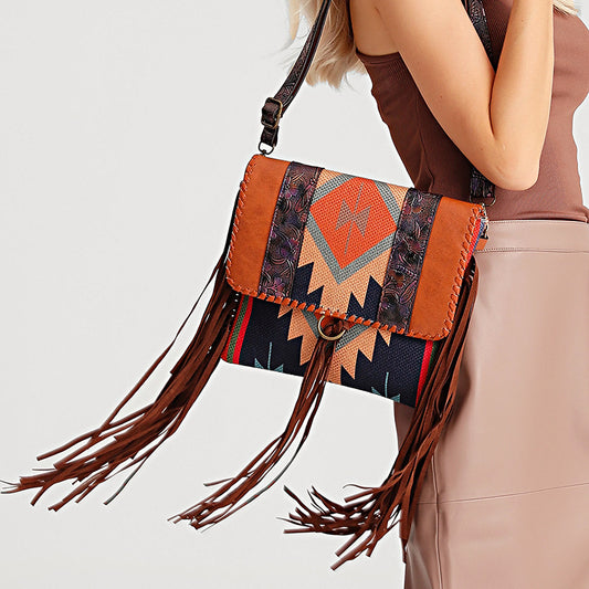 Retro Hand-Woven Flow Cotton And Linen Single Shoulder Crossbody For Women's Bags