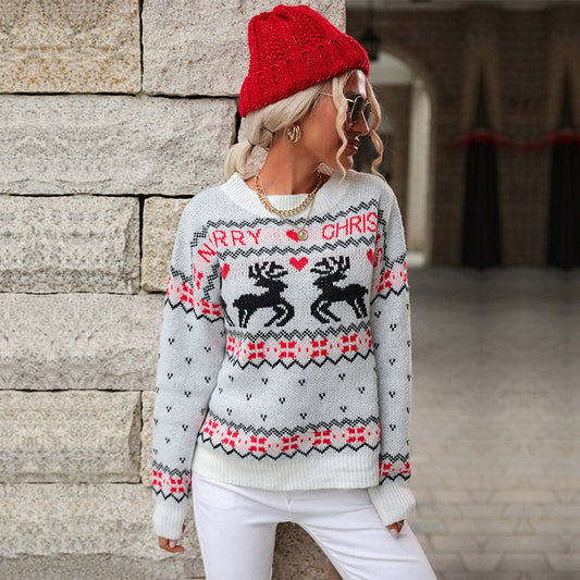 Autumn New Women's Knitted Long-Sleeved Turtleneck Christmas Sweater