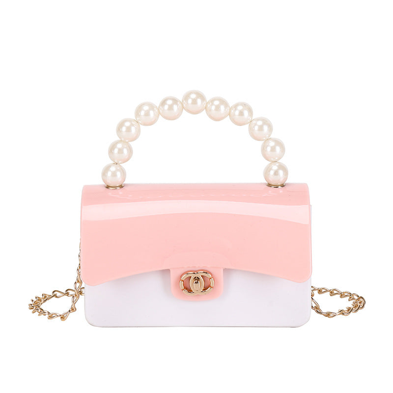 New Candy Color Jelly Bag Niche Design Double Color Beaded Bag Women's Handbag Single Shoulder Crossbody Bag