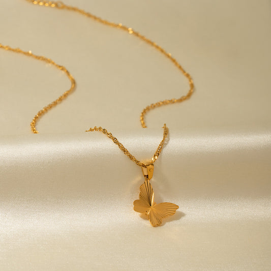 5pcs Niche Independent Packaging 18K Stainless Steel Butterfly Shaped Pendant Necklace