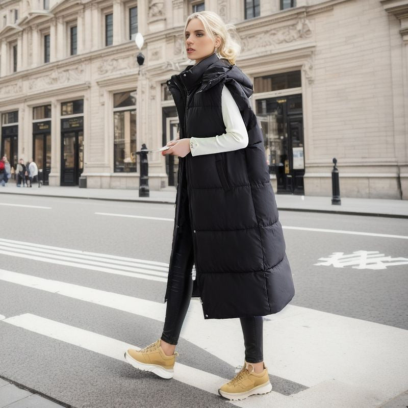 Long Waistcoat Women Autumn And Winter New Korean Version Loose Sleeveless Down Padded Jacket Women Warm Coat Waistcoat Women