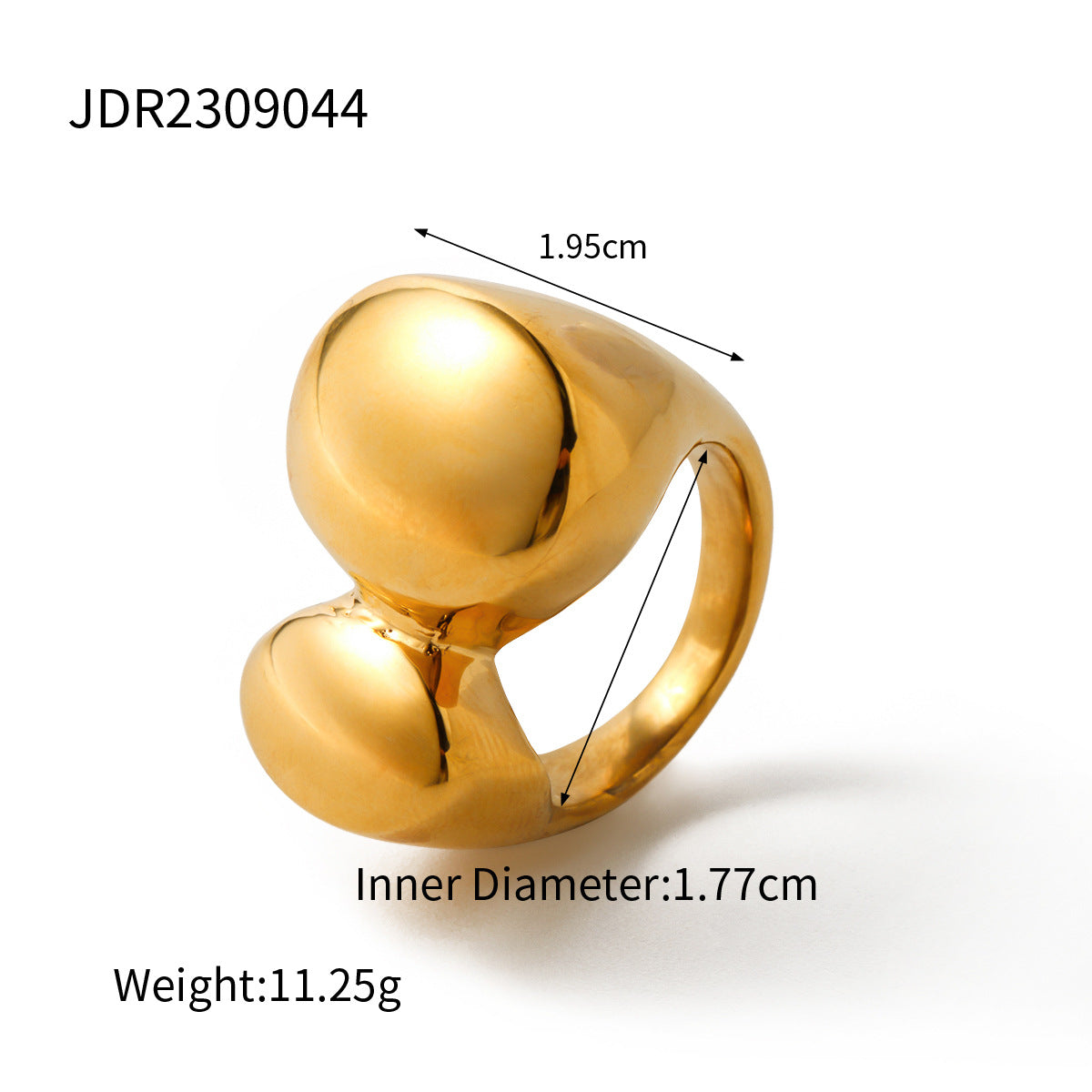 5pcs Cool Personality Moisture Texture 18K Gold Stainless Steel Size Oval Asymmetrical Ring Simple Ring