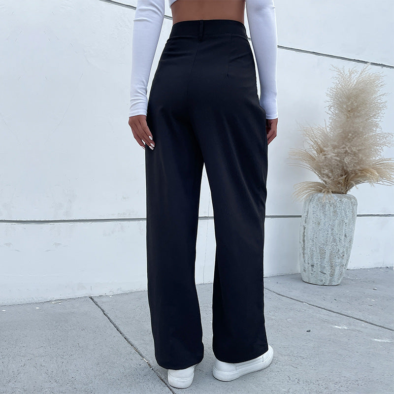 New Autumn New Fashion Women Solid Color Waist Casual Pants