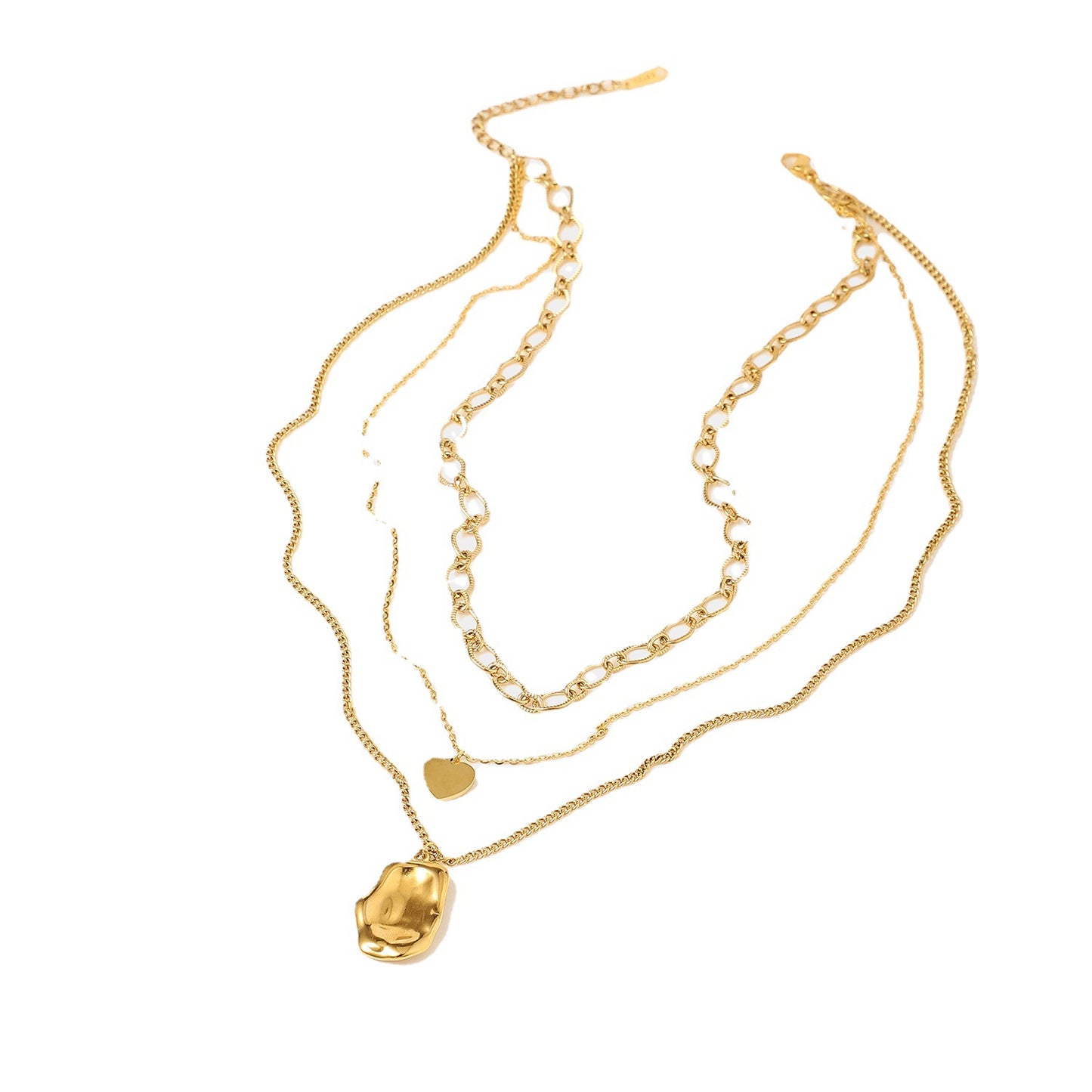 5pcs Titanium Steel Necklace 18K Gold Triple Chain Stainless Steel Necklace Women's Neck Chain
