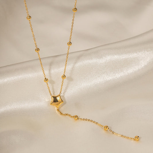 5pcs 16K Gold Stainless Steel Y-Shaped Star Necklace Pendant Necklace Does Not Fade Jewelry Trend
