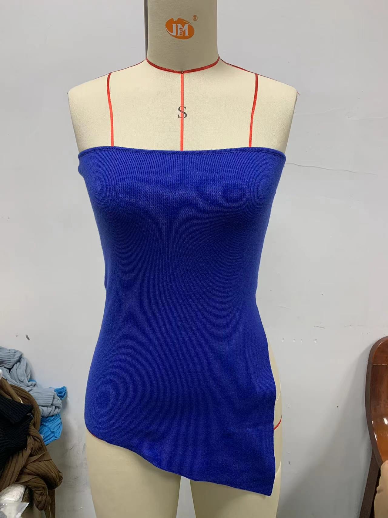 New Sexy Hottie Strapless Solid Color Side Slit Top