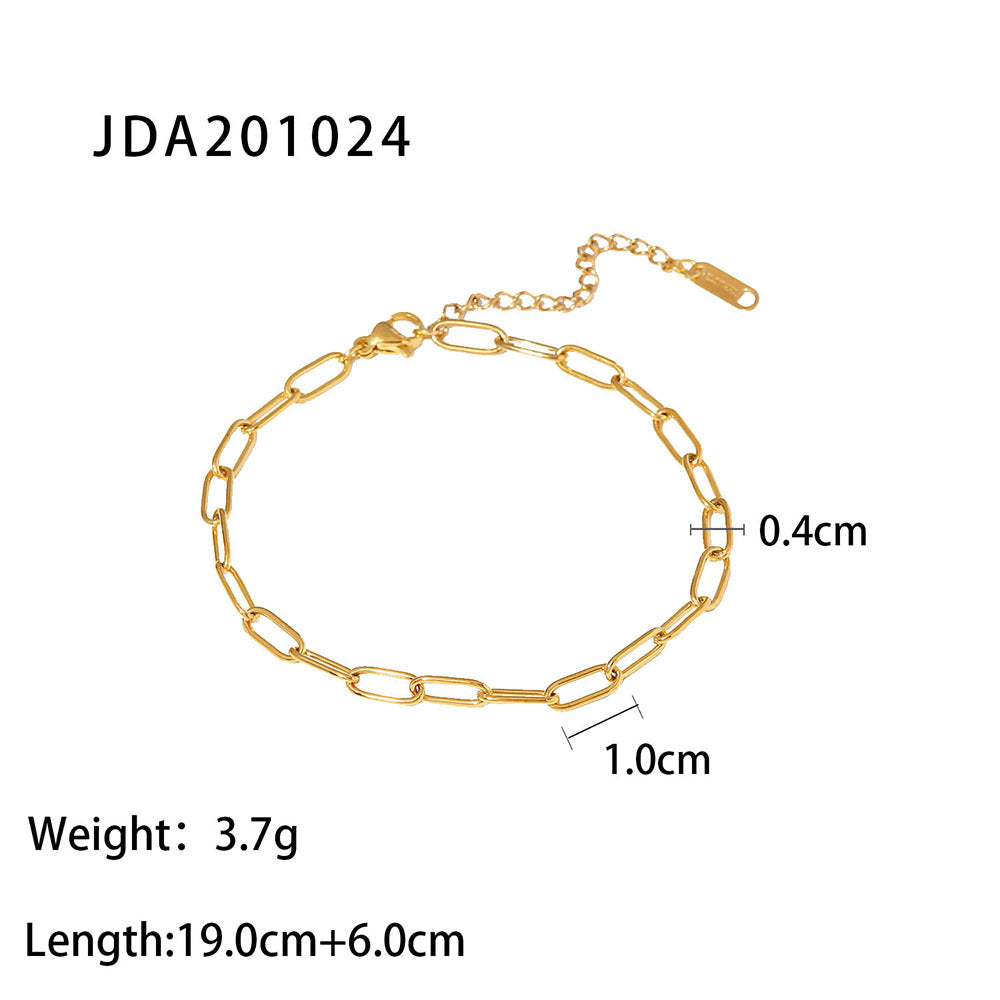 5pcs Vintage 18K Gold Cross Fine Anklet Women's Fashion Stainless Steel Anklet Jewelry
