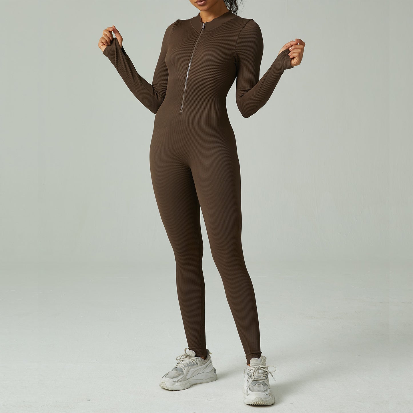 Seamless Yoga Jumpsuit Sports Fitness Jumpsuit Tight Long Sleeve Yoga Dress Women's Waist Pants