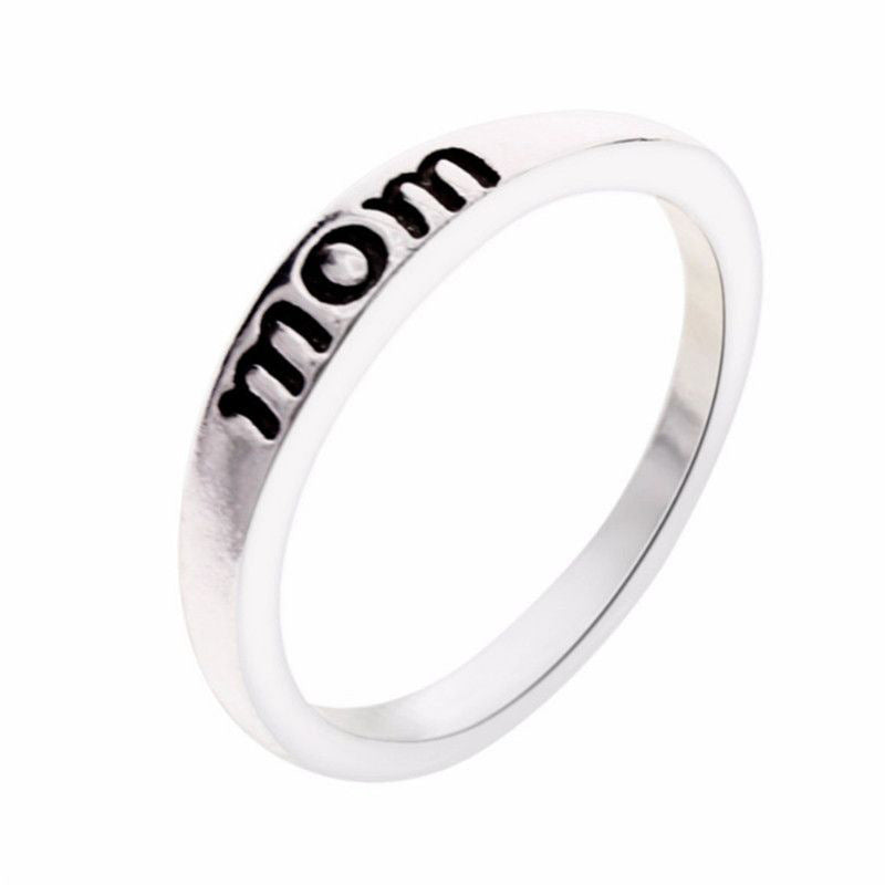 New Mom Mother Dad Ring Alloy Silver Plated Mother's Day Gift Jewelry
