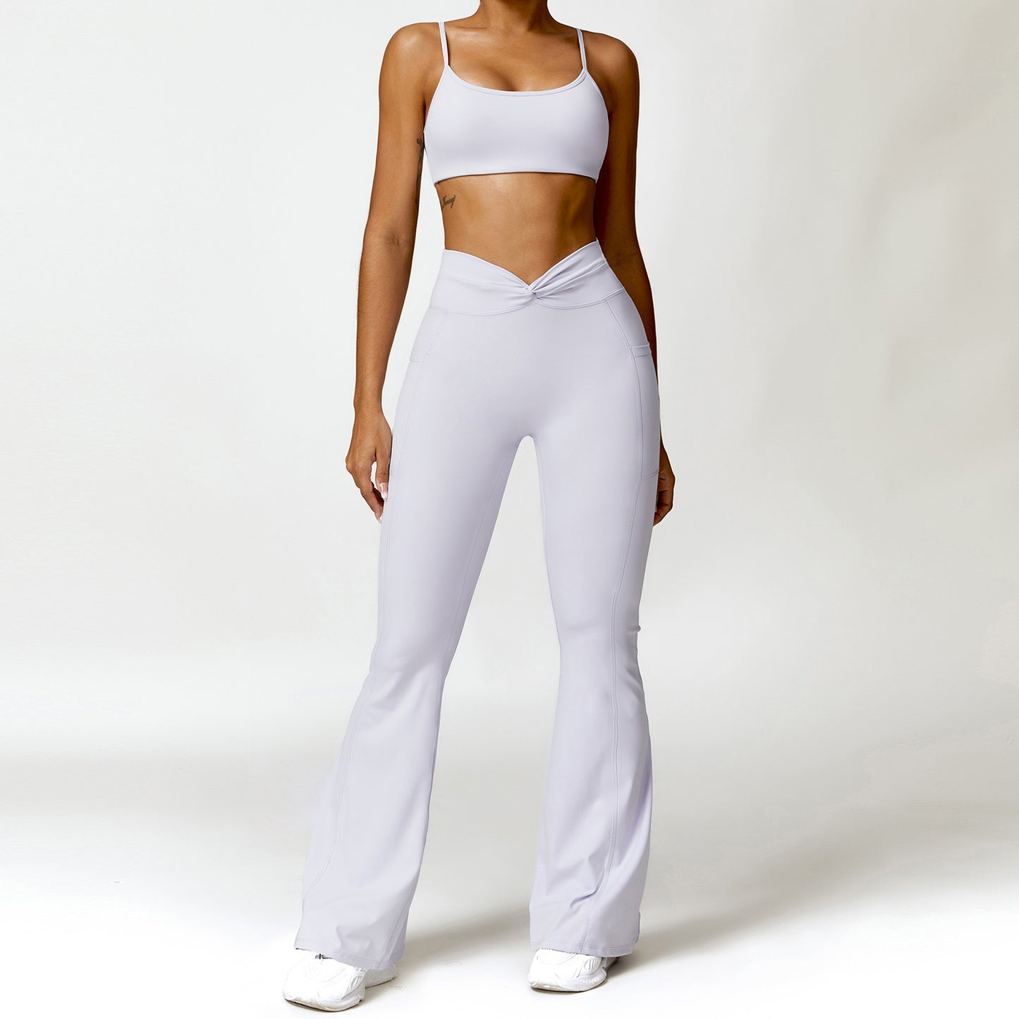 Naked Tight Yoga Set Quick Dry Back Fitness Wear Outdoor Running Sports Set Female