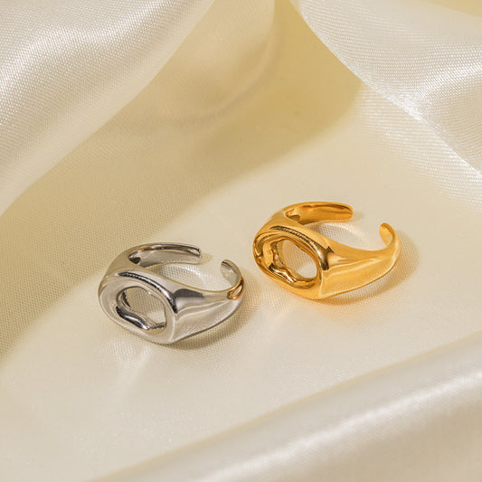 5pcs 18K Gold Stainless Steel Open Hollow Design Ring Hollow Non-Fade Ring Women's Fashion Titanium Steel Ring