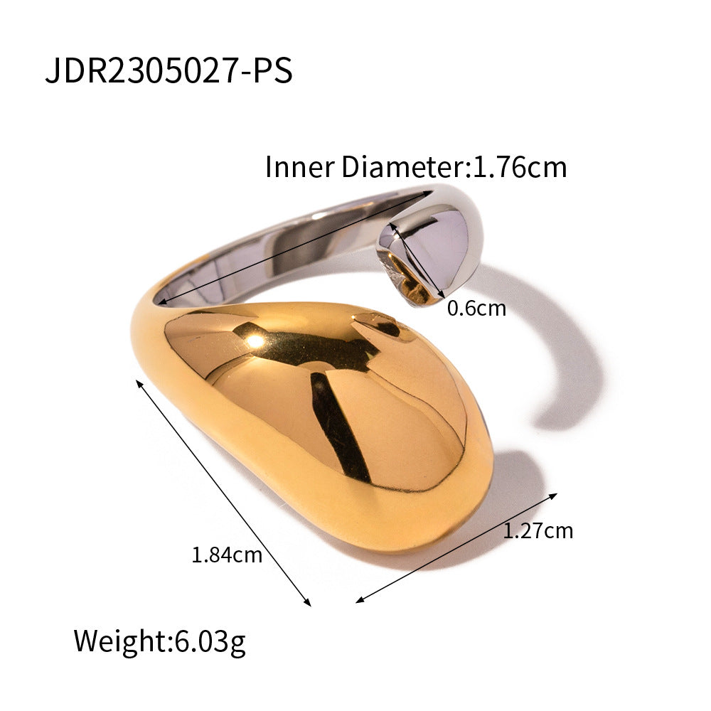 5pcs Small 18K Electroplated Titanium Steel Ring Women's Fashion Color Exaggeration Without Rules Open Ring