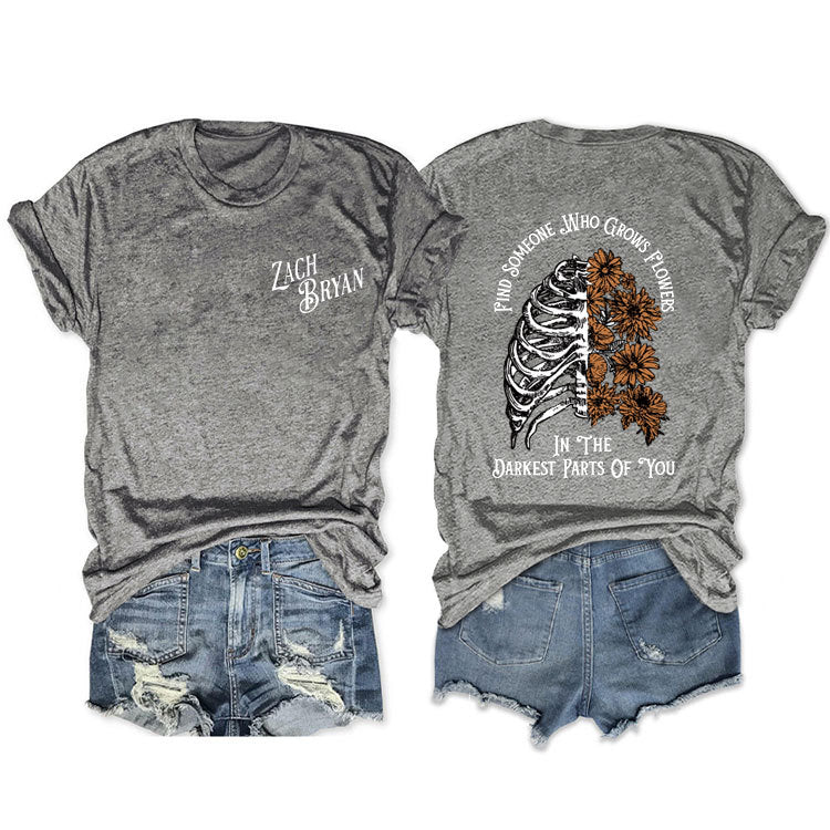 Fashion Casual Find Someone Who Grows Fun Crew Neck Summer Short Sleeves