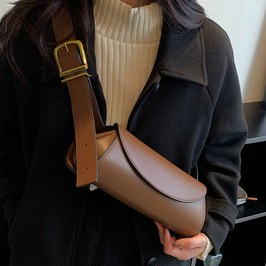 Cross-Body Waist Belt Women's Trendy Bag New Fashion Senior Sense Shoulder Bag Wide Shoulder Strap  Chest Bag