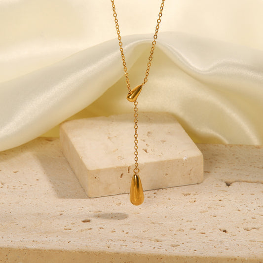 5pcs Simple Cold Drop Necklace Female Niche Design Metal Light Luxury High-Grade Sense Of Temperament Clavicle Chain