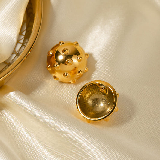 5pcs 18K Gold Stainless Steel Hemisphere Riveted Earrings For Women