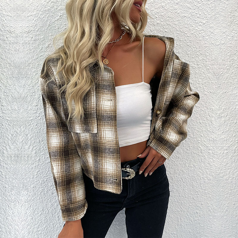New Autumn And Winter New Women's Coat Plaid Shirt Woman Shacket