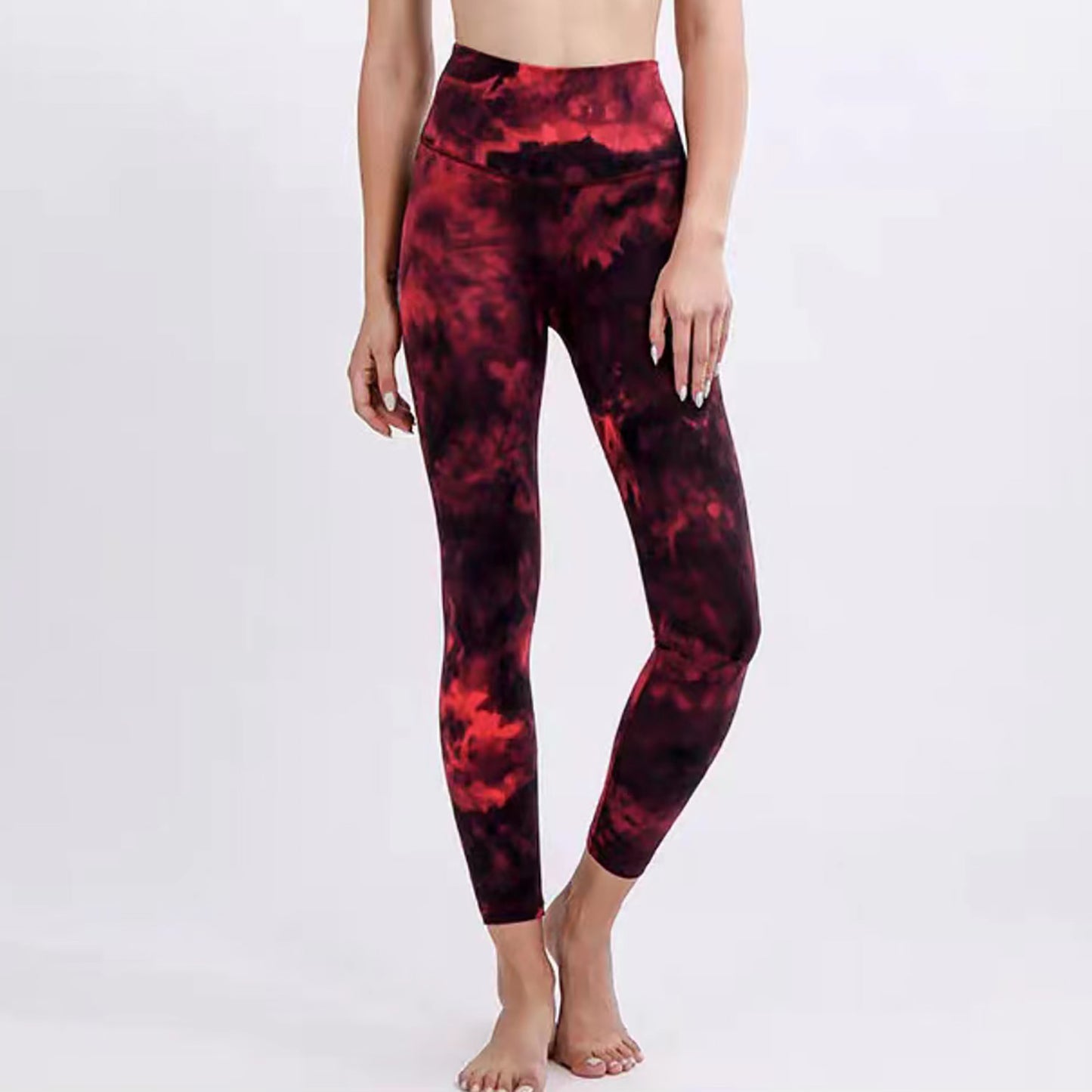 Tight Peach Hip Lift Pants Tied With Floating Yoga High Waist Waist Compression Fitness Pants Seamless Tie-Dye Sports Tights Women