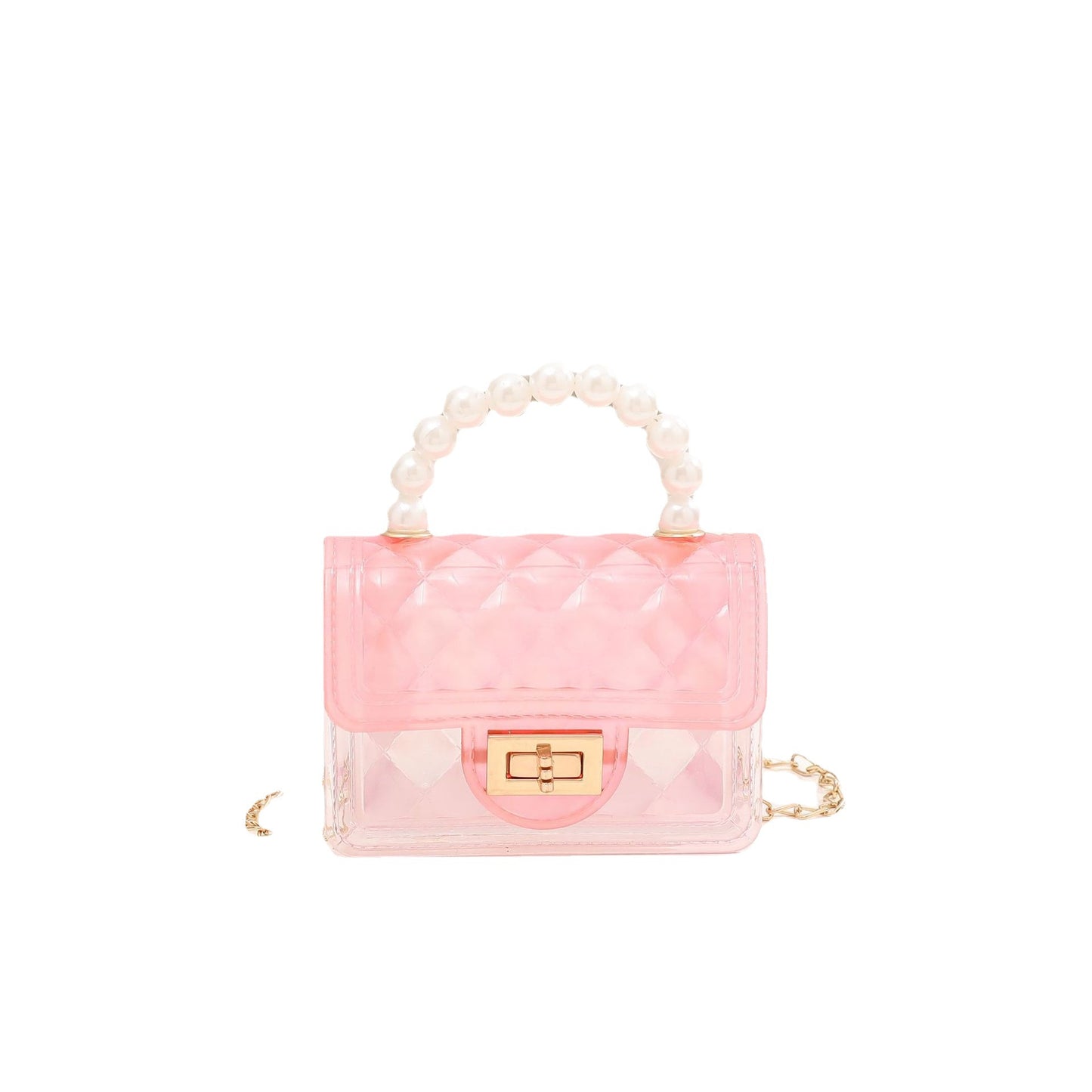 Summer New Transparent Jelly Bag Women's Handbag Pearl Chain Bag Single Shoulder Crossbody Bag Transparent Bag