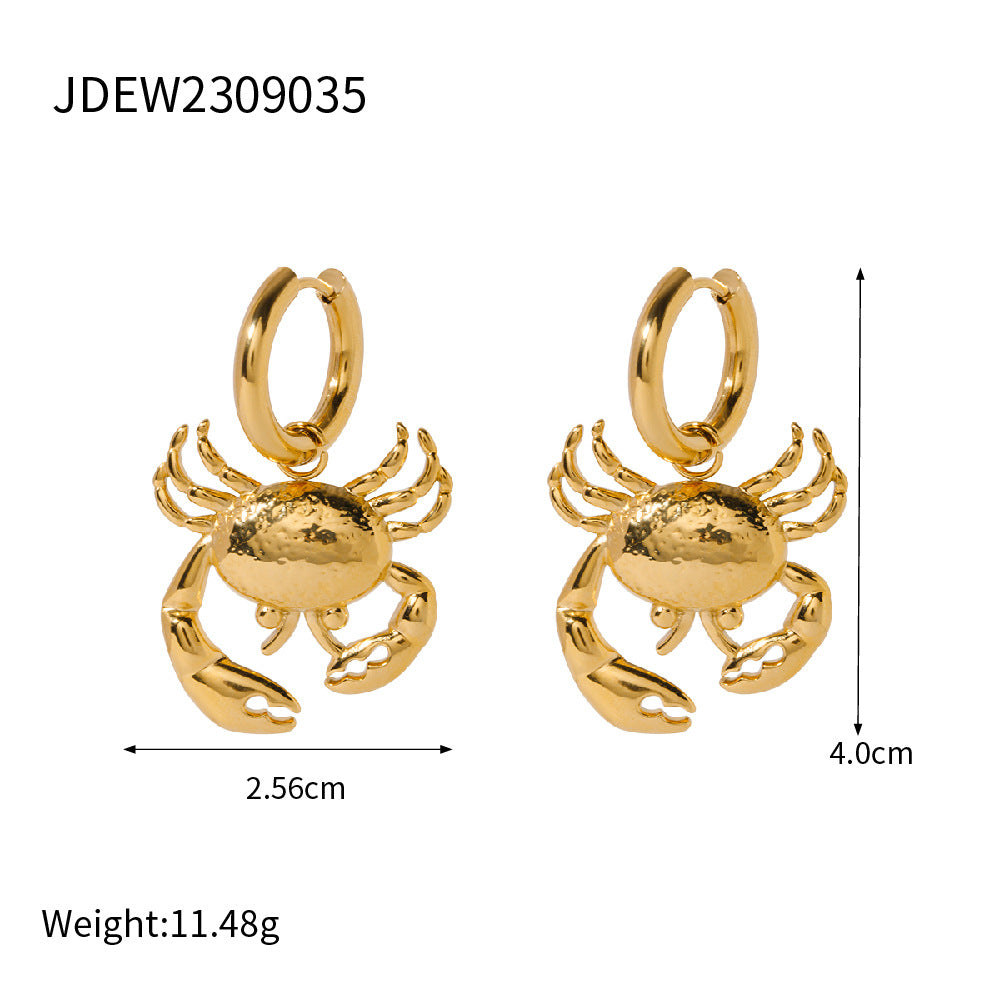 5pcs Titanium Steel 18K Gold Stainless Steel Crab Pendant Earrings Stud New Stylish Earrings Of The Year