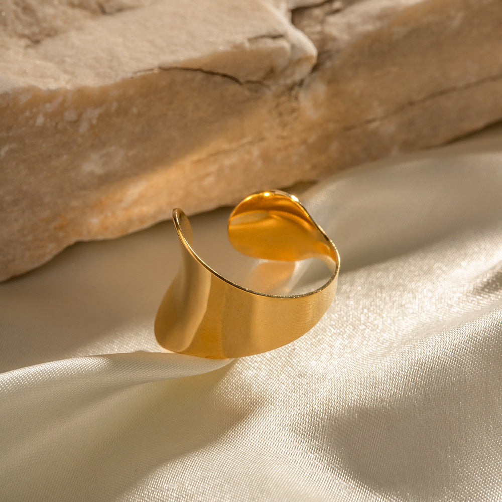 5pcs Geometric Simple 18K Gold Stainless Steel Open Ring Does Not Fade Niche Design All-Match Ring