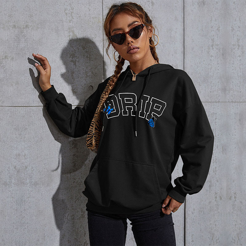 New Autumn And Winter Leisure Sports Hoodie Southeast Asia Women's Butterfly Print Hoodie