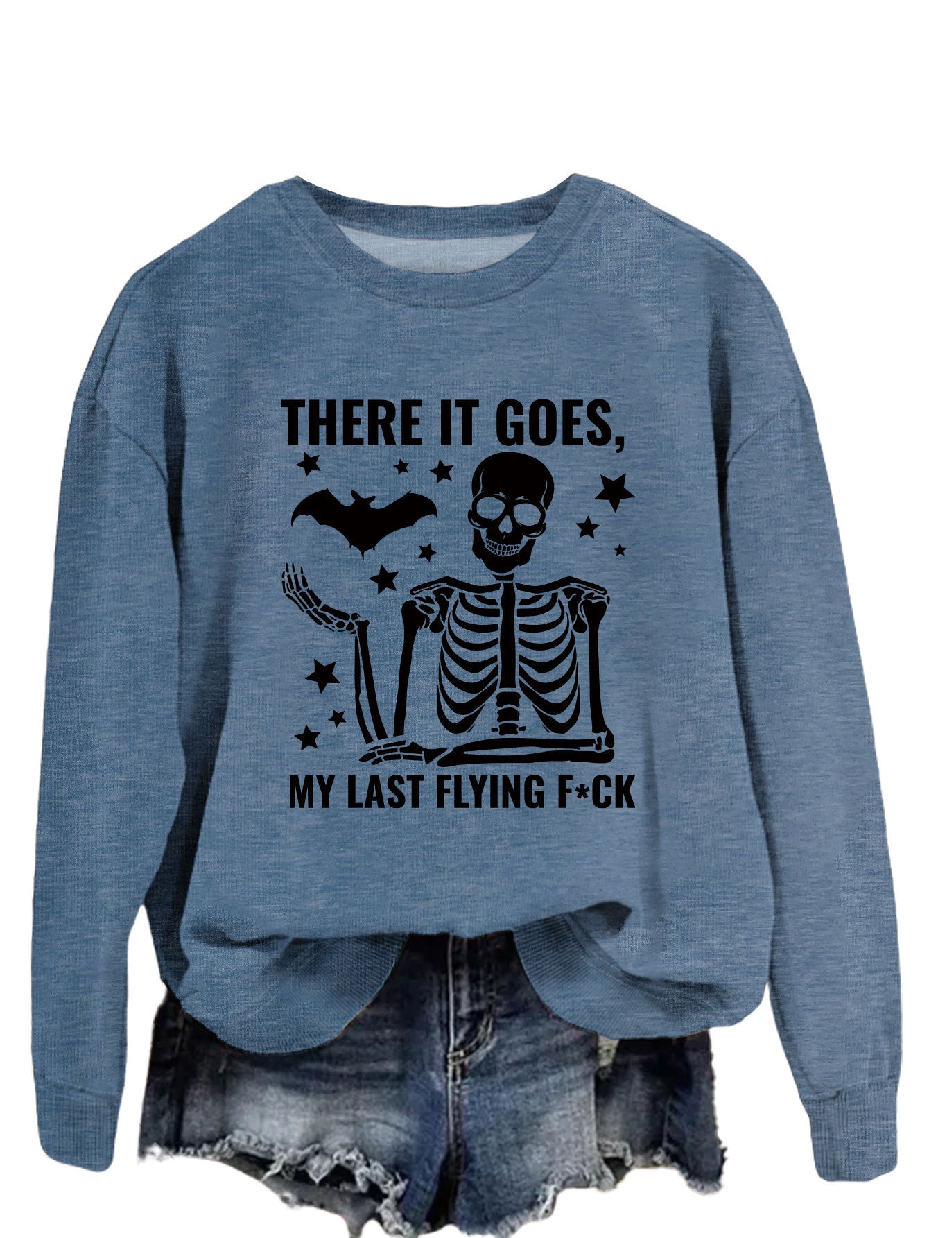 Print There It Goes Comfortable All-In-One Pullover Hoodie Autumn Fashion Long-Sleeved Shirt
