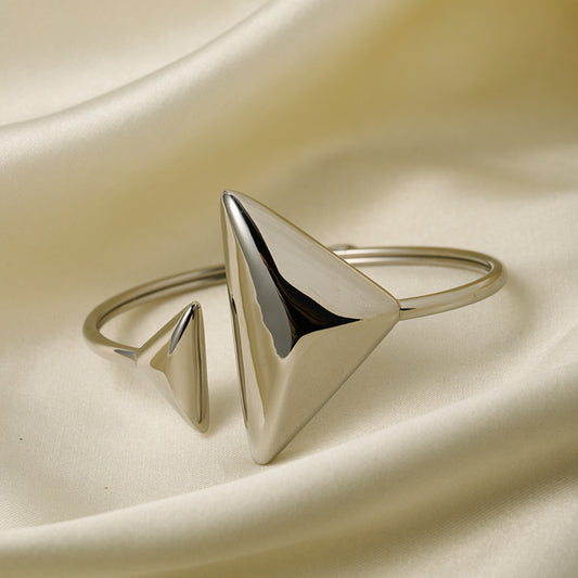 5pcs Stainless Steel Asymmetrical Triangle Spring Bracelet Light Luxury High-Grade High-Grade Temperament Titanium Steel Bracelet