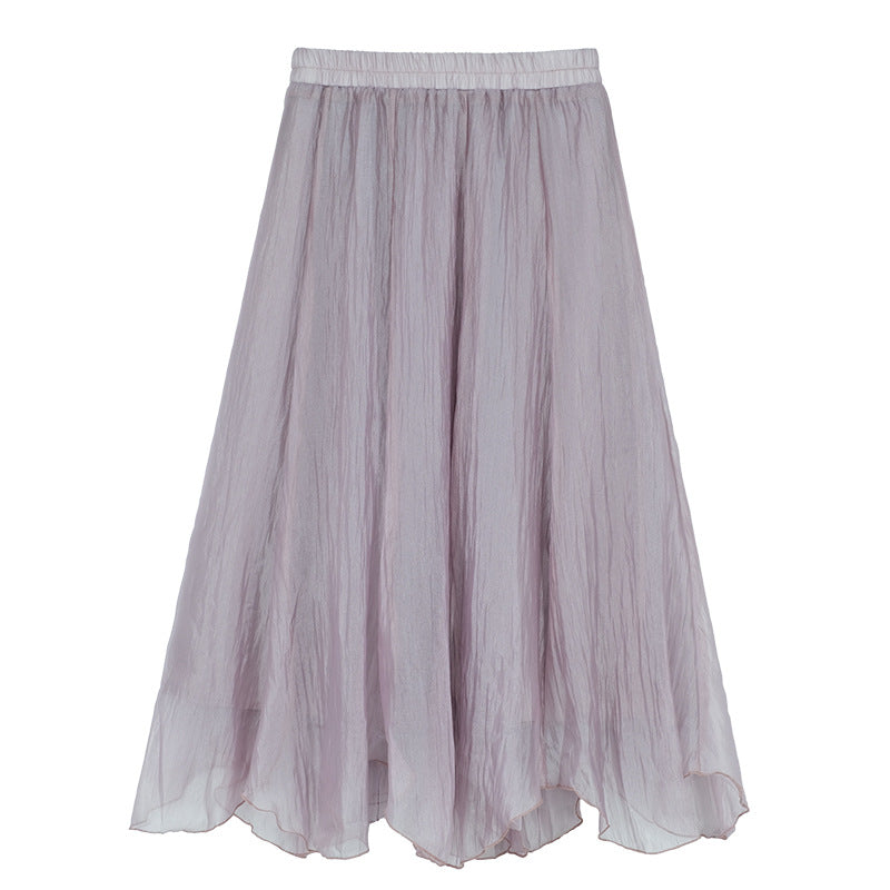 Half Skirt Female Summer Design Sense Small Gauze Skirt Super Fairy Irregular High Waist Half Skirt Small Man Everything