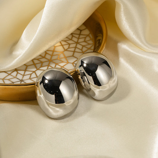 5pcs Titanium Steel Oval Steel Earrings Earrings Stud New Fashion Temperament Niche Design Earrings