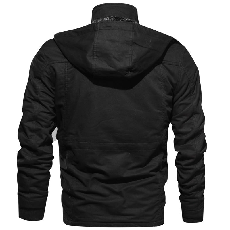 Navy Deck Suit Lamb Cashmere Jacket For Men Winter Padded Coat With Extra Fleece