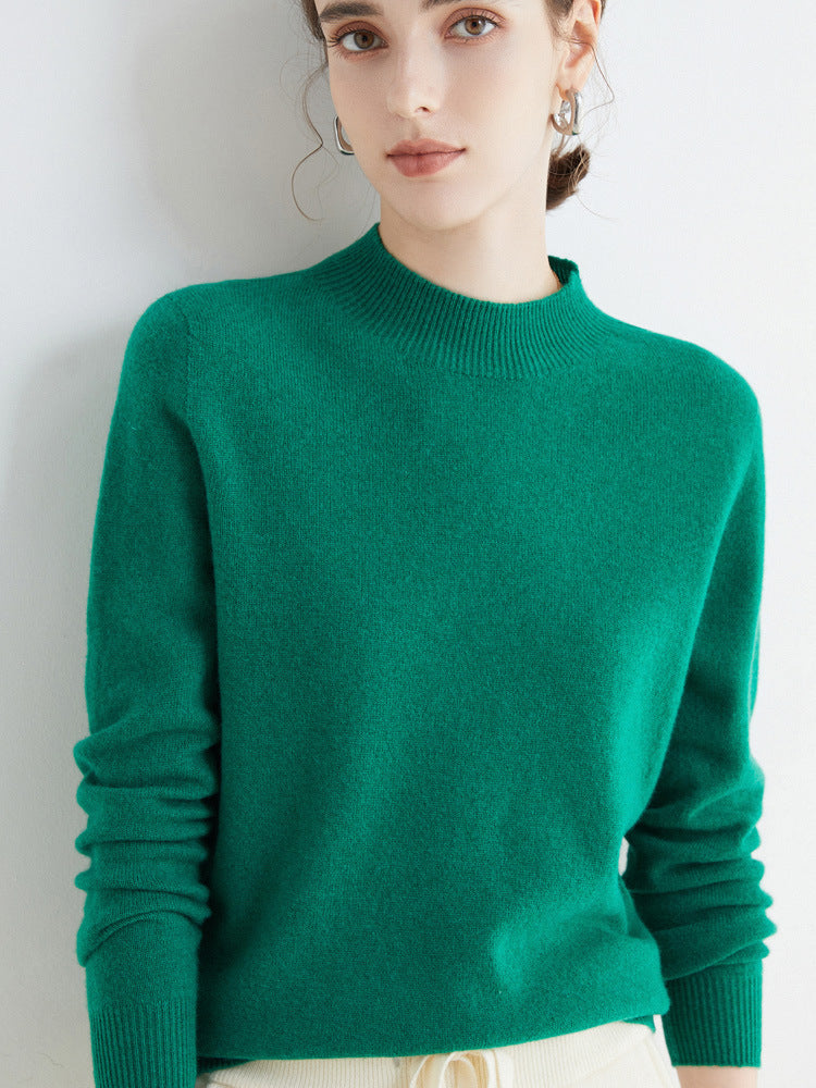 100 Pure Wool Knitwear Women's V-Neck Pullover Loose Base Shirt Autumn And Winter New Solid Color Sweater
