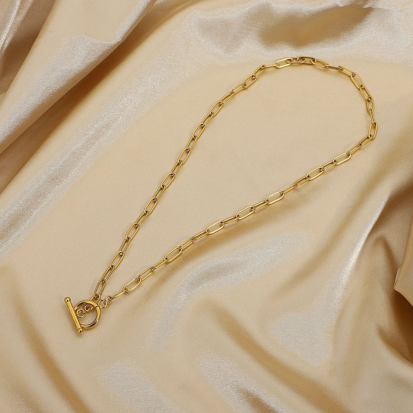 5pcs Fashion Casual Sports Rectangular Necklace Choker Vacuum Gold Plated Stainless Steel Ot Necklace Women's Accessories
