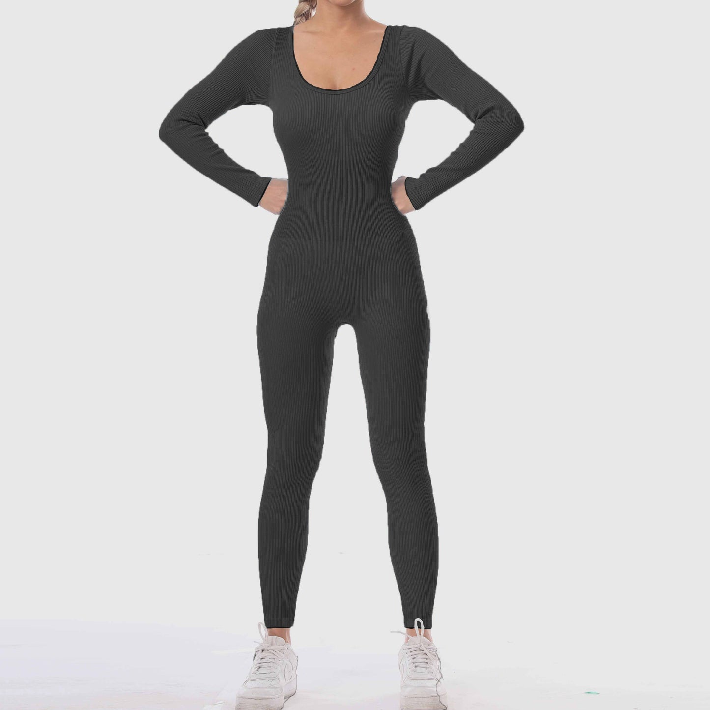 New One-Piece Long Sleeve Quick Dry Sports Seamless Yoga Jumpsuit Body-Tight Bodybuilding One-Piece Yoga Suit Women
