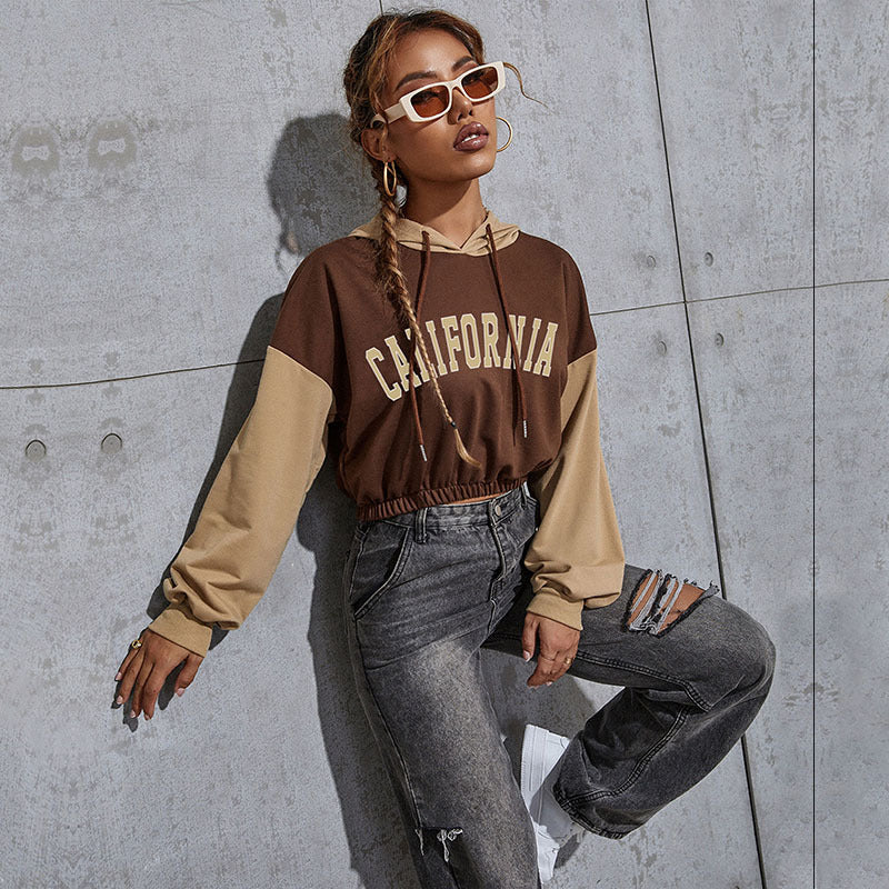 New Autumn Color Short Bm Crop Hoodie Leisure Sports Hoodie Woman