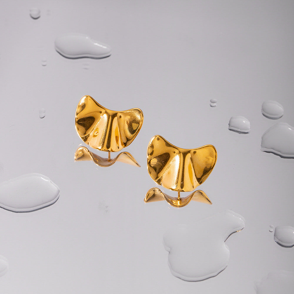 5pcs Women's 18K Gold Stainless Steel Irregular Bump Earrings Titanium Steel Gold Earrings