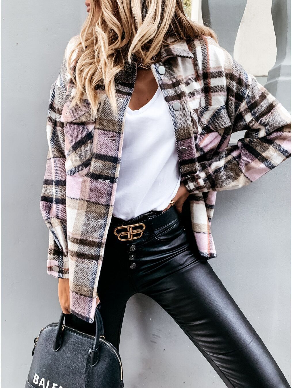 Station Hot Sales Of Autumn And Winter Long-Sleeved Plaid Coat Shirt Coat Spot