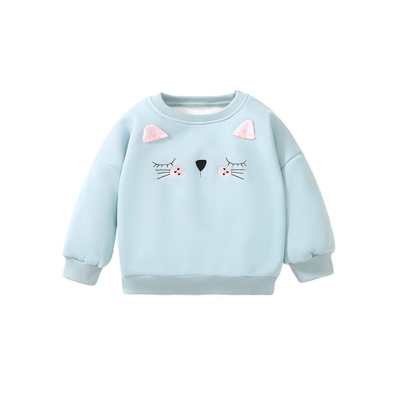 Winter Fleece Girls' Hoodie Long Sleeve Children's Top Cute Warm Children's Hoodie