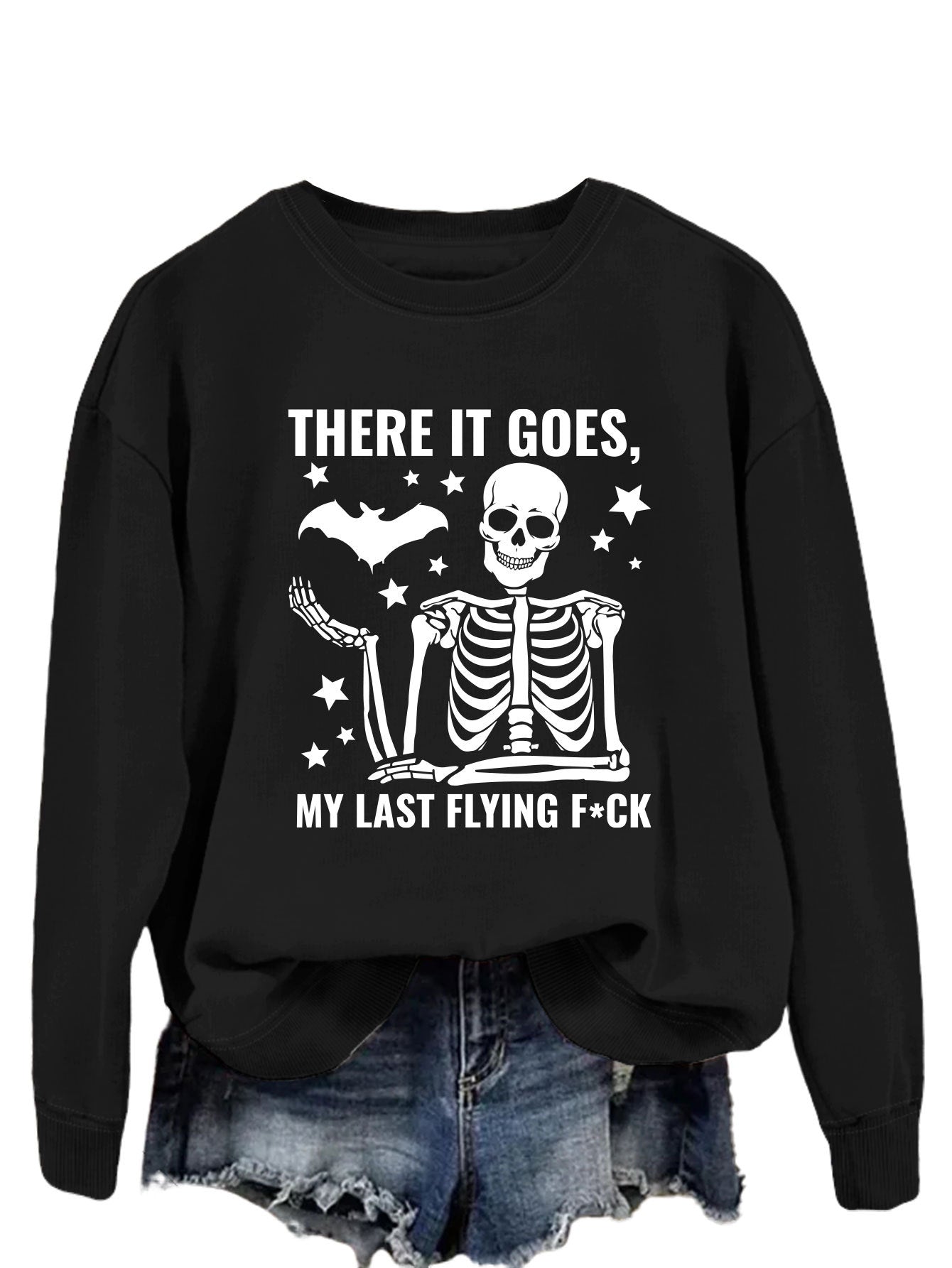 Print There It Goes Comfortable All-In-One Pullover Hoodie Autumn Fashion Long-Sleeved Shirt