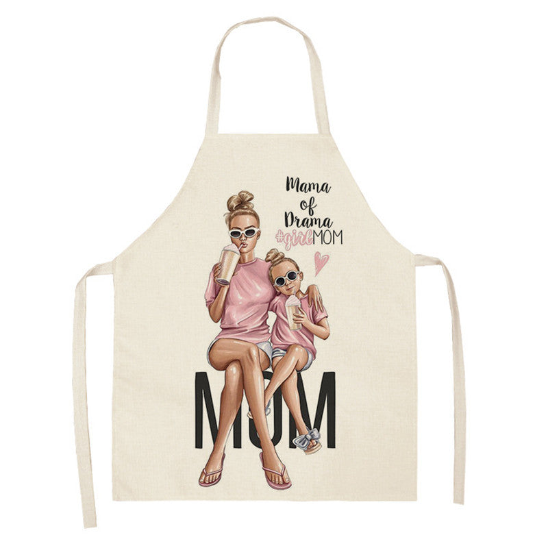 New Apron Mother's Day Parent-Child Apron Home Anti-Fouling Cotton Linen Sleeveless Overalls Customized By Enterprises