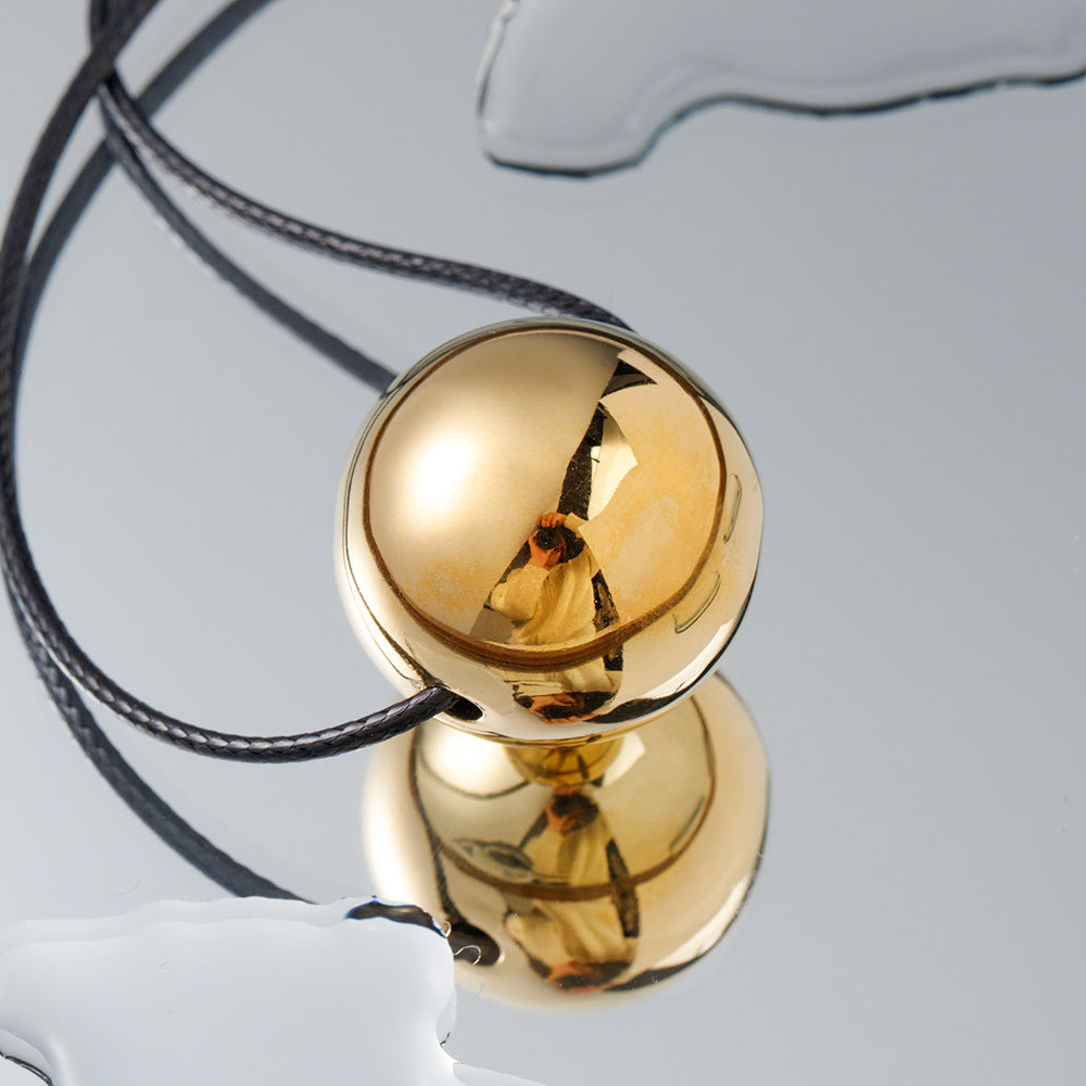 5pcs Necklace 16K Gold Stainless Steel Wax Rope Draw Round Ball Pendant Necklace Necklace Necklace