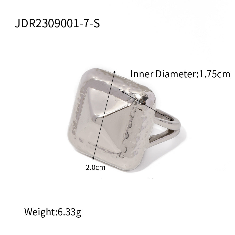 5pcs 18K Gold Stainless Steel Large Exaggerated Riveted Ring Women's Accessories