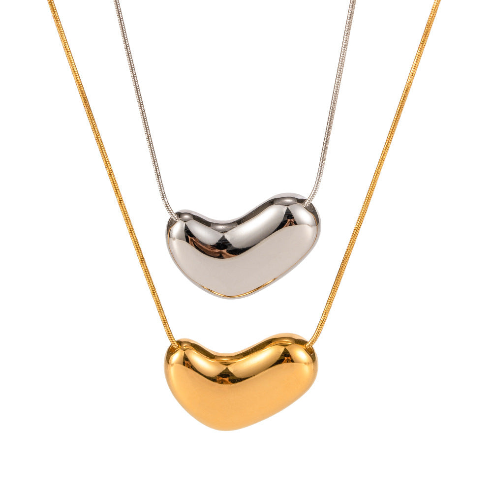 5pcs Hip Hop Cold Titanium Steel Snake Bone Chain Necklace Women's Clavicle Chain 18K Gold-Plated Stainless Steel Snake Bone Chain Pendant Necklace