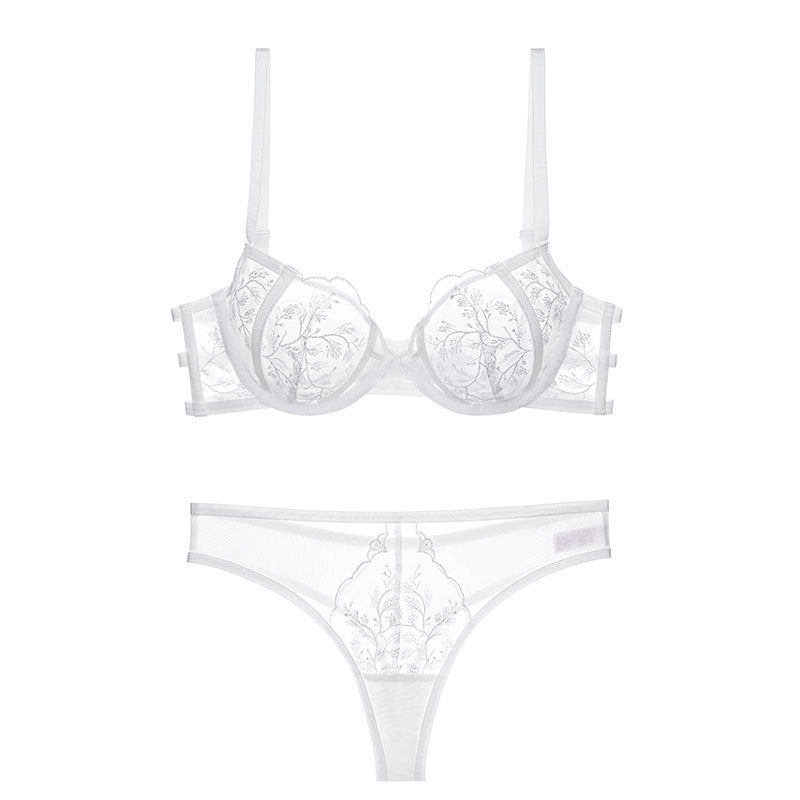 New Sexy Lingerie Women's Ultra Thin Embroidered Lace Push-Up Lingerie Set Big Breasts Small Plus Size Bra Cover