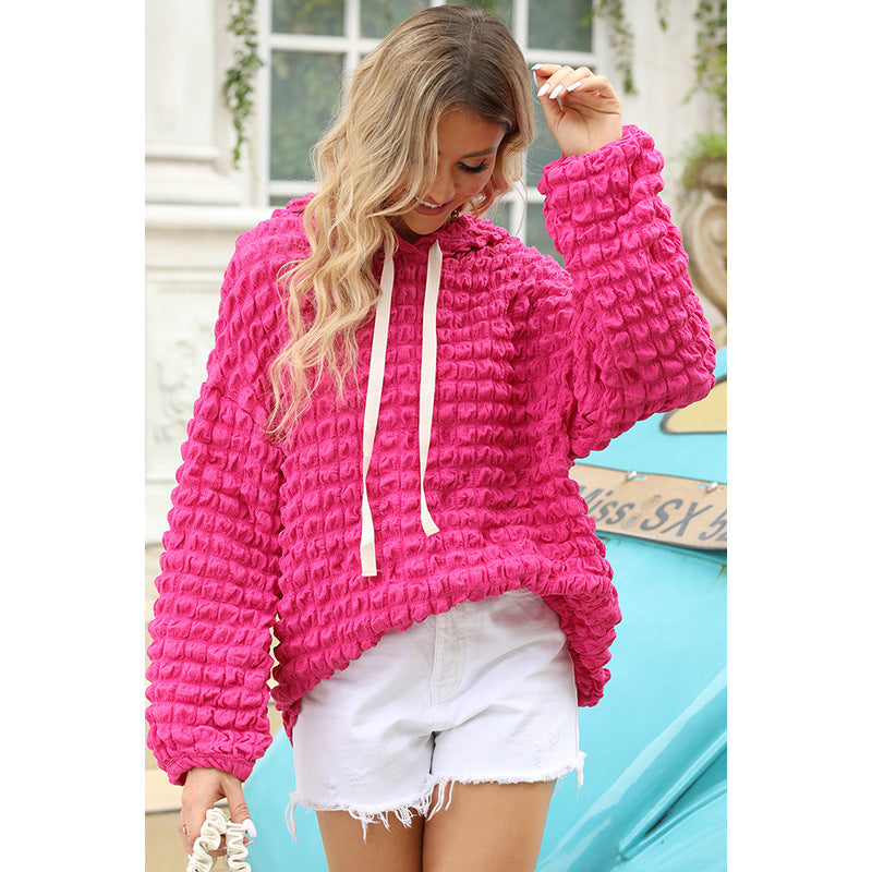 Autumn New Solid Color Pullover Women Loose Casual Hooded Long-Sleeved Hoodie Women